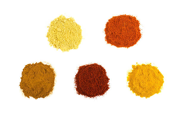 istock Heaps of various seasoning spices on white 622967832