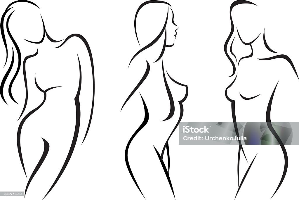 Vector set stylized beautiful women silhouettes Women stock vector