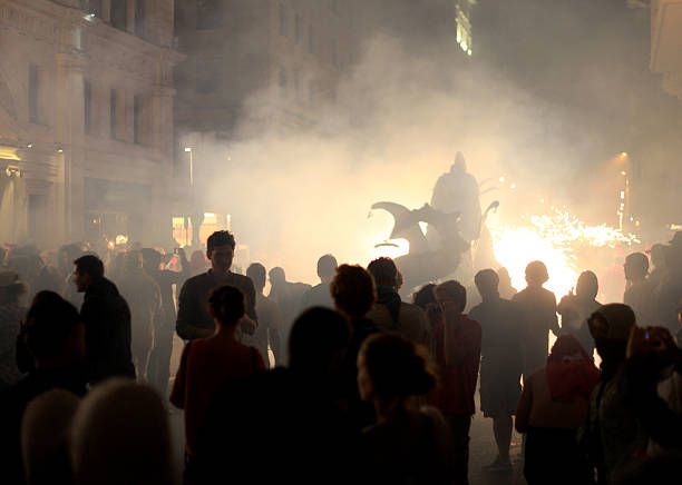 Catalonian traditional holiday - summer festival of fire, demons, sparks, and peopple dancing, maybe one of the funniest things to see in catalonia and mediterranean countries.