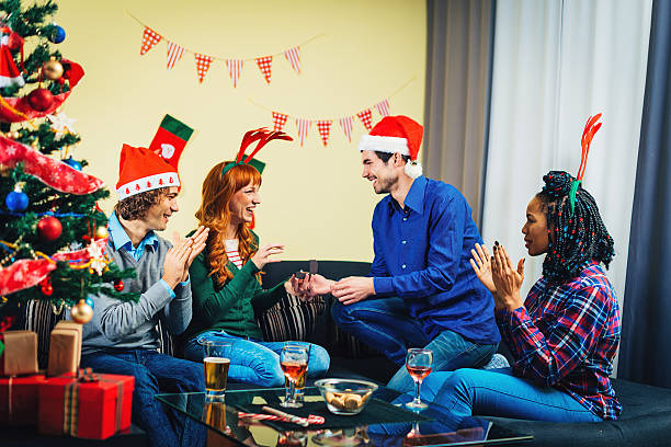 istock Engagement on Christmas night with closest friends 622972280