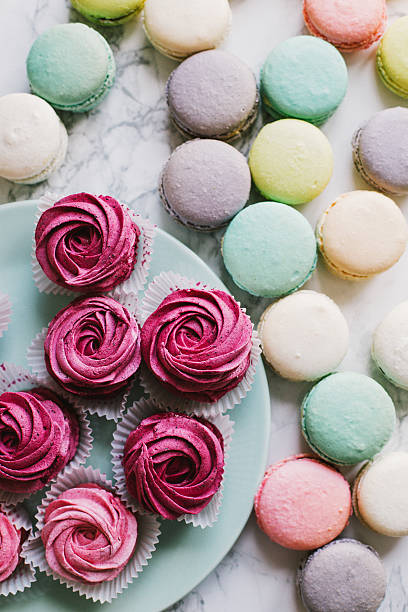 istock Homemade marshmallow and colorful macaroon cookies 622973476