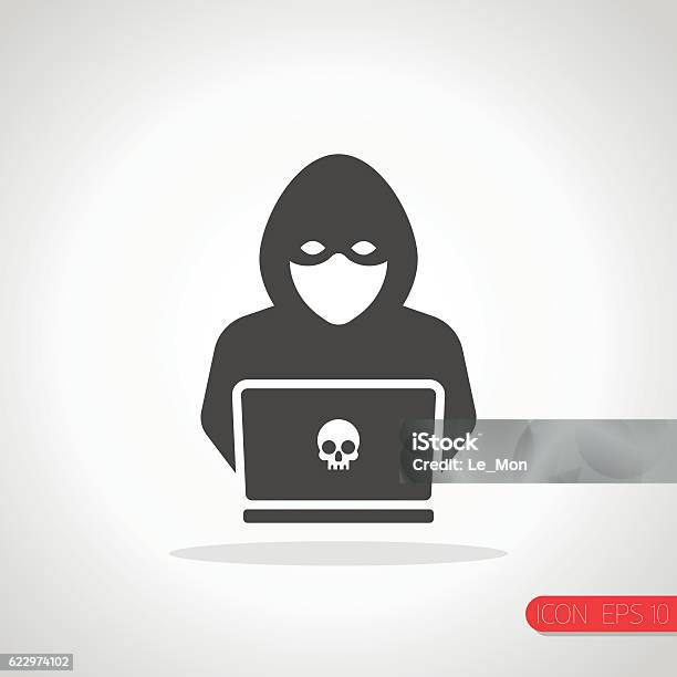 Hacker Icon Stock Illustration - Download Image Now - Computer Hacker, Icon Symbol, White Collar Crime