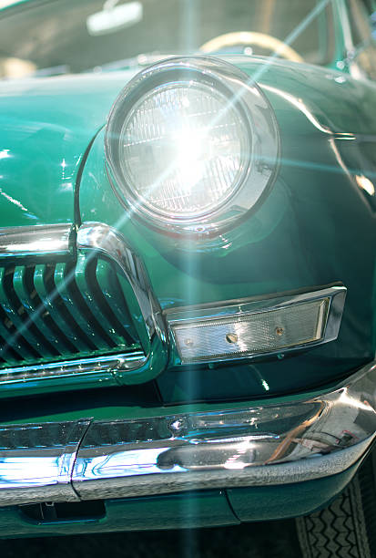 istock Close-up view of retro car headlight. 622974290