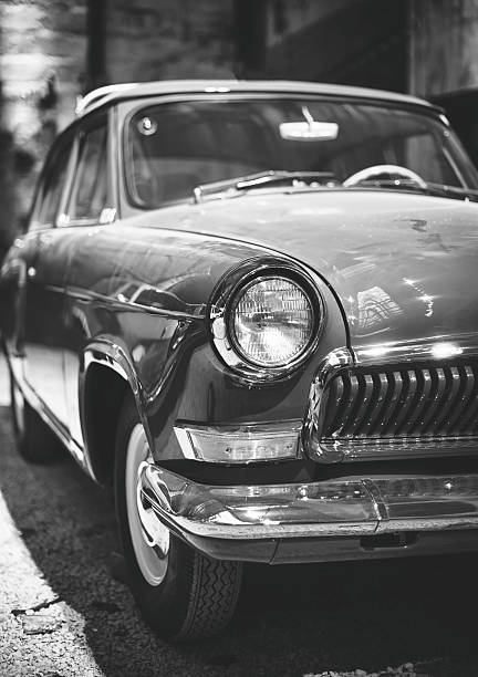 istock Part of old retro car. Black and white. 622974462
