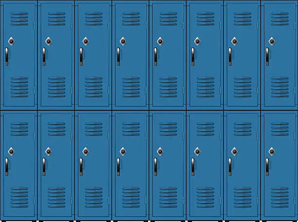 Vector illustration of School lockers two row