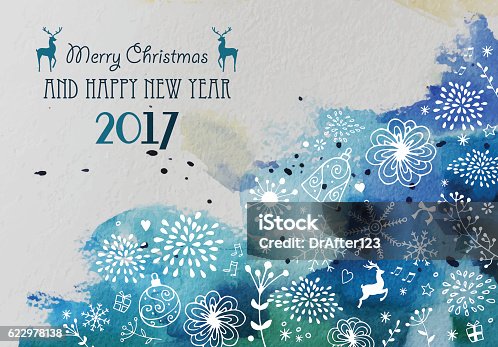 istock Christmas And New Year Greeting Card With Hand Drawn Elements 622978138