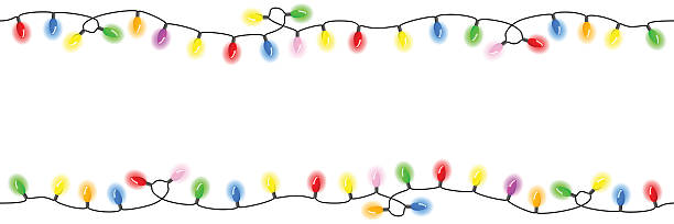 bezszwowe łańcuchy świateł - christmas clip art stock illustrations