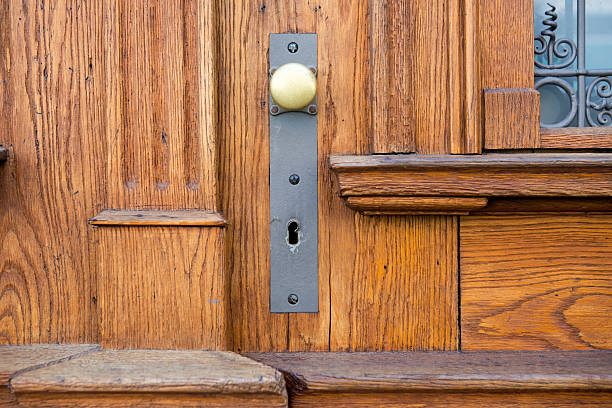 istock closeup or rustic wooden closed door 622978862