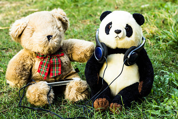 panda en peluche et ours en peluche - teddy panda bear photos et images de collection
