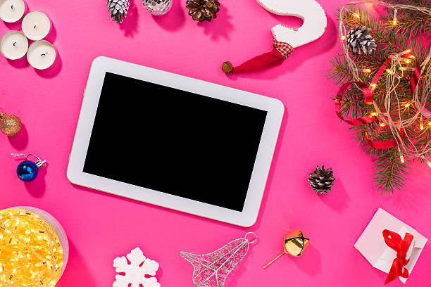istock Smartphone with Christmas decorations. 622987146