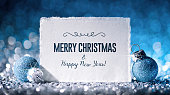 Christmas Card with Star and ornament on Glitter - Paper