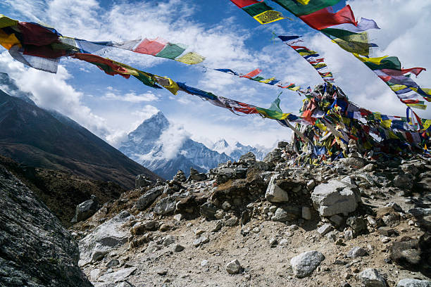 istock Prayer flags in the mountains of Nepal 622988468