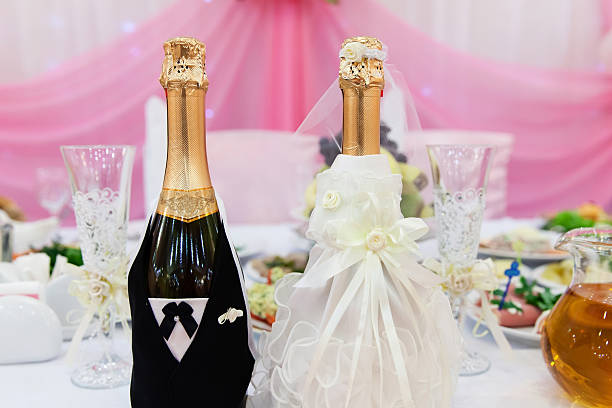 istock Wedding decoration of champagne bottles 622989706