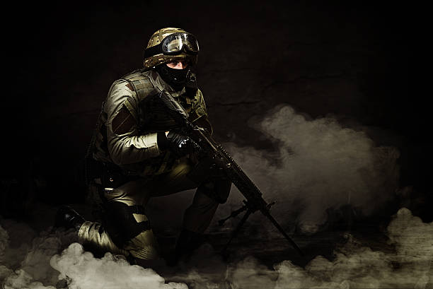 istock The man as member of the special forces with weapons 622990966