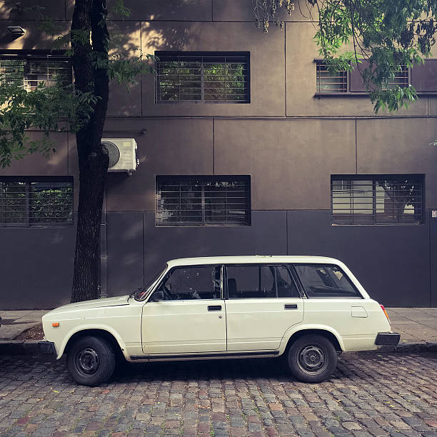 istock Old car parked in the street 622995244