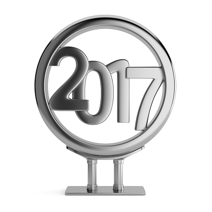Metal frame with 2017 new year figures isolated on white background. 3d render