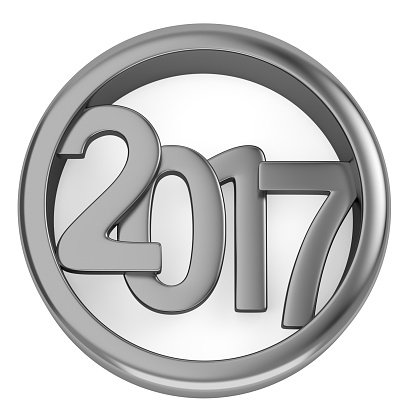 Circle metal frame with 2017 New Year figures isolated on white background