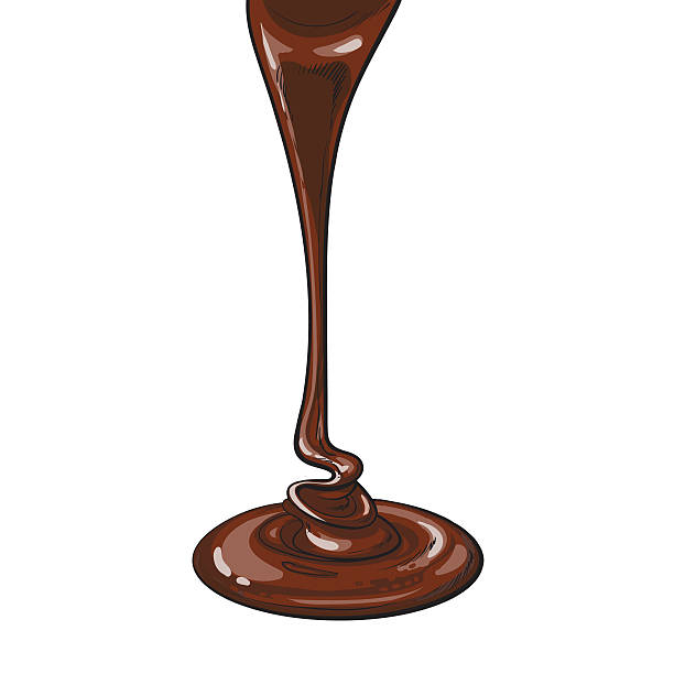 dunkle schokolade topping fließt nach unten - chocolate sauce stock-grafiken, -clipart, -cartoons und -symbole