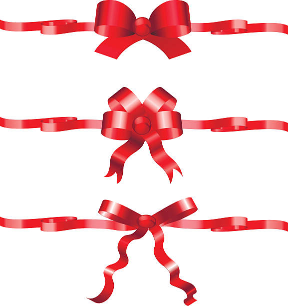 istock Set of holiday red bows with ribbons 623057780