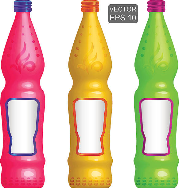 illustrazioni stock, clip art, cartoni animati e icone di tendenza di modello di bottiglie di limonata - insulated drink container bottle container white background