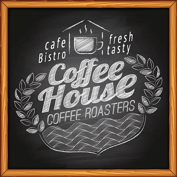 Vector illustration of Coffee on chalkboard