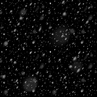 Abstract Snowfall Overlay Effect on Black Background for Winter Holidays Design. Vector Illustration. Seamless Snow Pattern