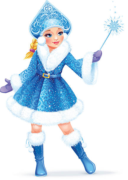 снегурочка (снегурочка), традиционный русский рождественский персонаж на белом фоне. - snow maiden stock illustrations