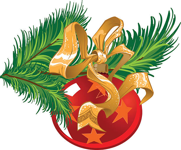 новогодние украшения стеклянной сферы с луком - christmas backgrounds gift bow stock illustrations