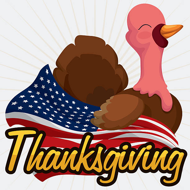 istock Patriotic Thanksgiving Turkey with American Flag 623066584