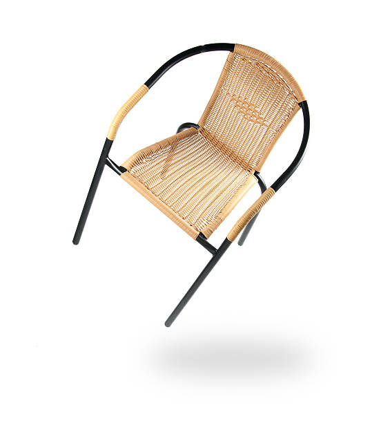 istock Metal and artificial rattan chair on White Background 623066860