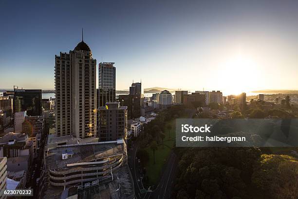White Golden Sunlight Shining Down On Auckland City Centre Stock Photo - Download Image Now