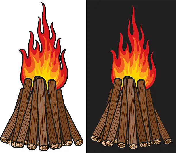 Vector illustration of big bonfire