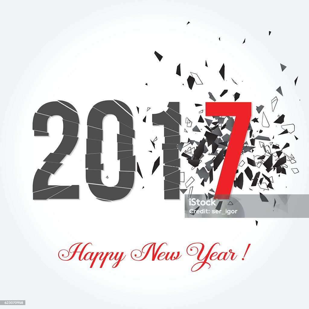 2017 Graphics Vector Illustration Of Text 2017 And Explosion Isolated On White Stock ...