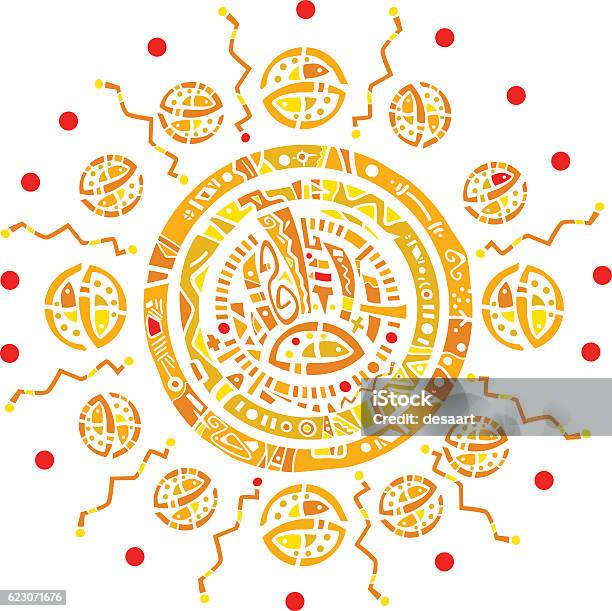 Sol Azteca Drawing Ilustración de Sol Tribal Azteca y más Vectores Libres de Derechos de ...
