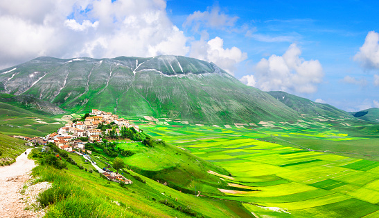scenery of Italy - Castelluccio di Norcia village, (nowdays destroyed with earthquake 2016 )