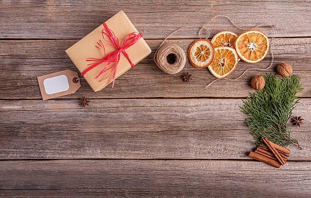 istock Christmas gift with a greeting card. 623090468