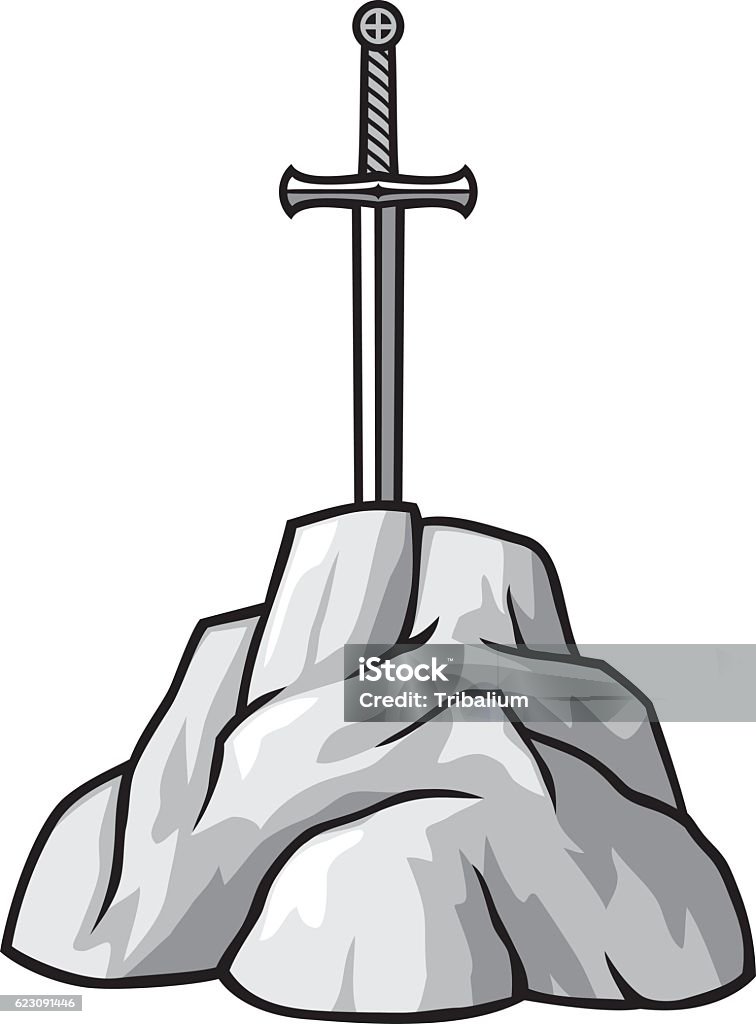 king arthur's sword excalibur in the stone Sword stock vector
