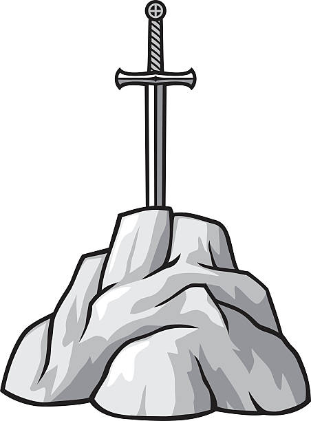 king arthur's sword excalibur in the stone king arthur's sword excalibur in the stone merlin the wizard stock illustrations