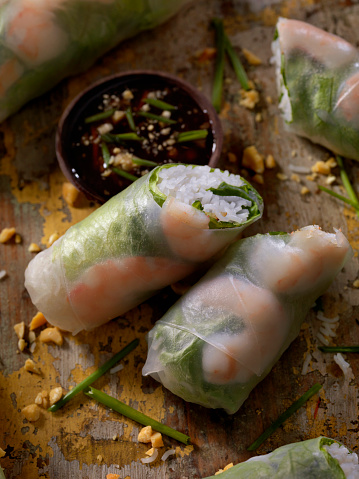 Shrimp and Rice Noodle Salad Rolls -Photographed on Hasselblad H1-22mb Camera