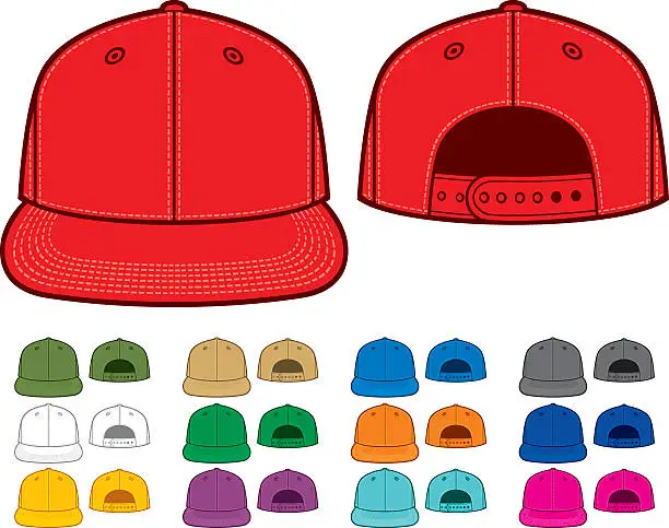 Vector illustration of rap cap front and back view