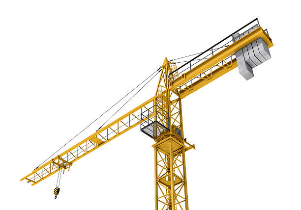 istock Rendering of yellow construction crane isolated on the white background. 623095652