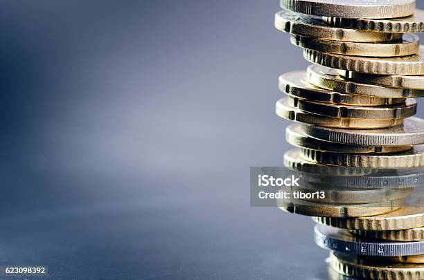 Euro Money Coins Are Isolated On A Dark Background Stock Photo - Download Image Now