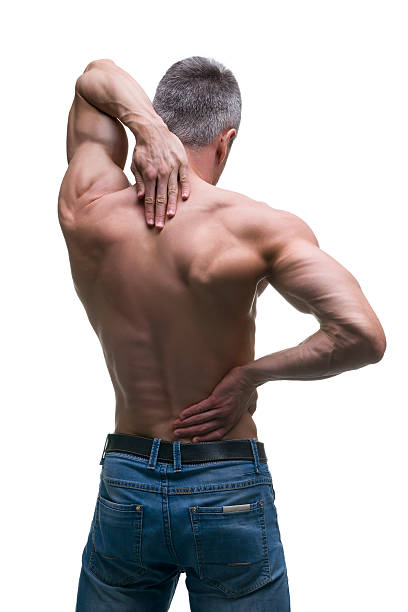 istock Muscular middle-aged man posing on white background, isolated 623099054