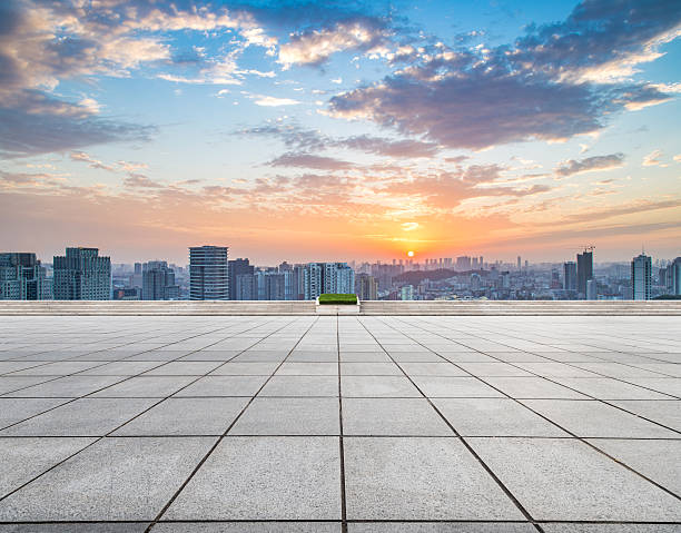istock Empty floor and modern city skyline in wuhan,china 623103640