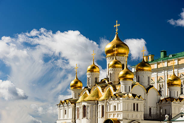 istock The orthodox cathdral with its golden domes inside the Kremlin 623105996