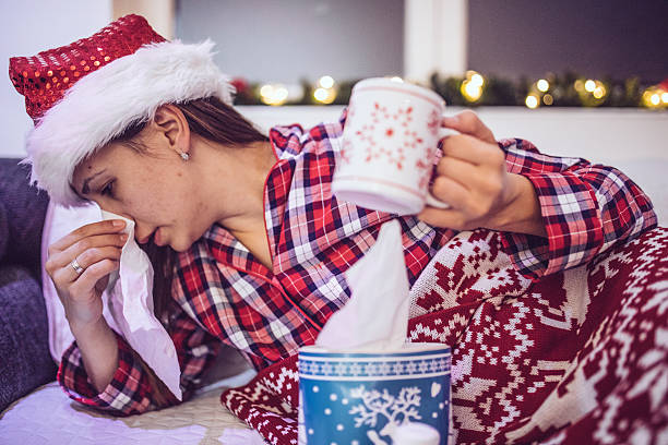 istock Girl has a flu on christmas 623106970