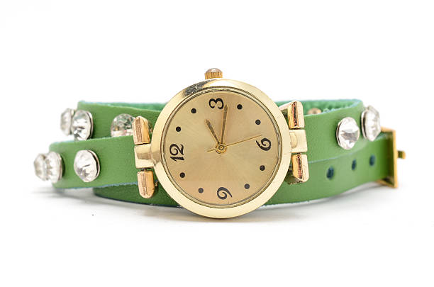 istock wrist watch with a green strap isolated on white 623108784