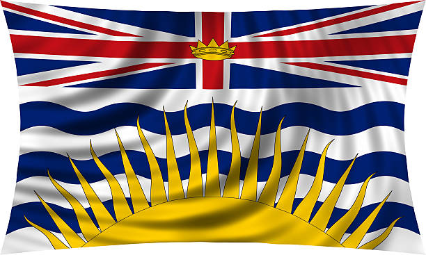 istock Flag of British Columbia waving isolated on white 623110146