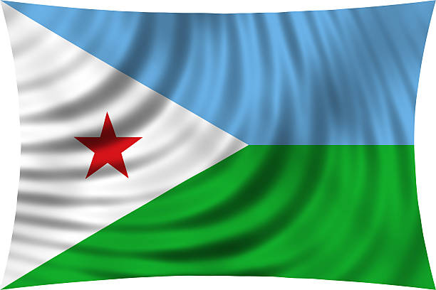 Flag of Djibouti waving isolated on white Djiboutian national official flag. Patriotic symbol, banner, element, background. Correct colors. Flag of Djibouti waving, isolated on white, 3d illustration flag of djibouti stock pictures, royalty-free photos & images