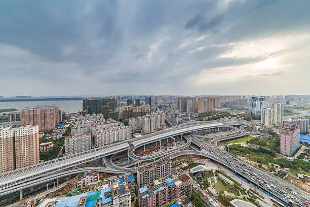 city interchange overpass in wuhan,china